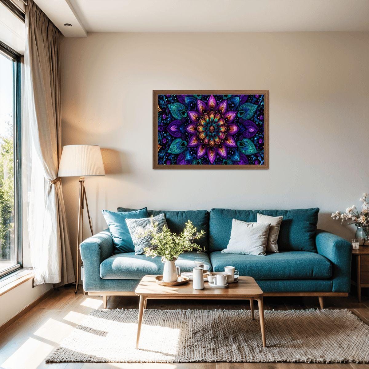 Stained Glass Mandala Wooden Jigsaw Puzzle: Boho Zen Decor