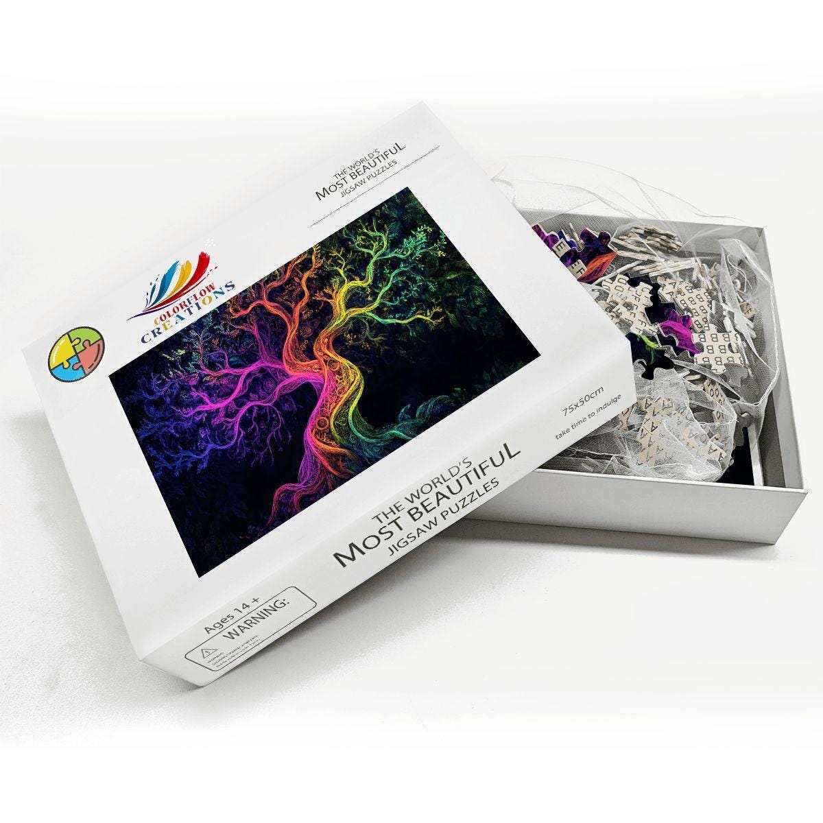 Rainbow Tree of Life Wooden Jigsaw Puzzle: Mystical Art