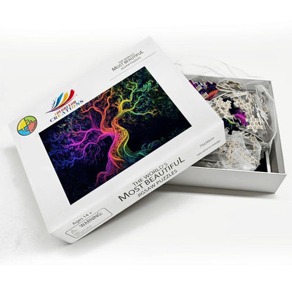 Rainbow Tree of Life Wooden Jigsaw Puzzle: Mystical Art