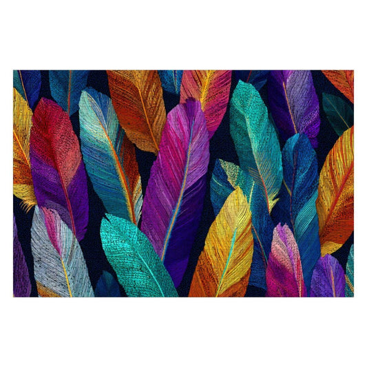 Feather Pattern Jigsaw Puzzle | Vivid Boho Art, Rainbow Colors