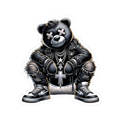 Gothic Punk Bear Vinyl Sticker: Waterproof Streetwear Decal