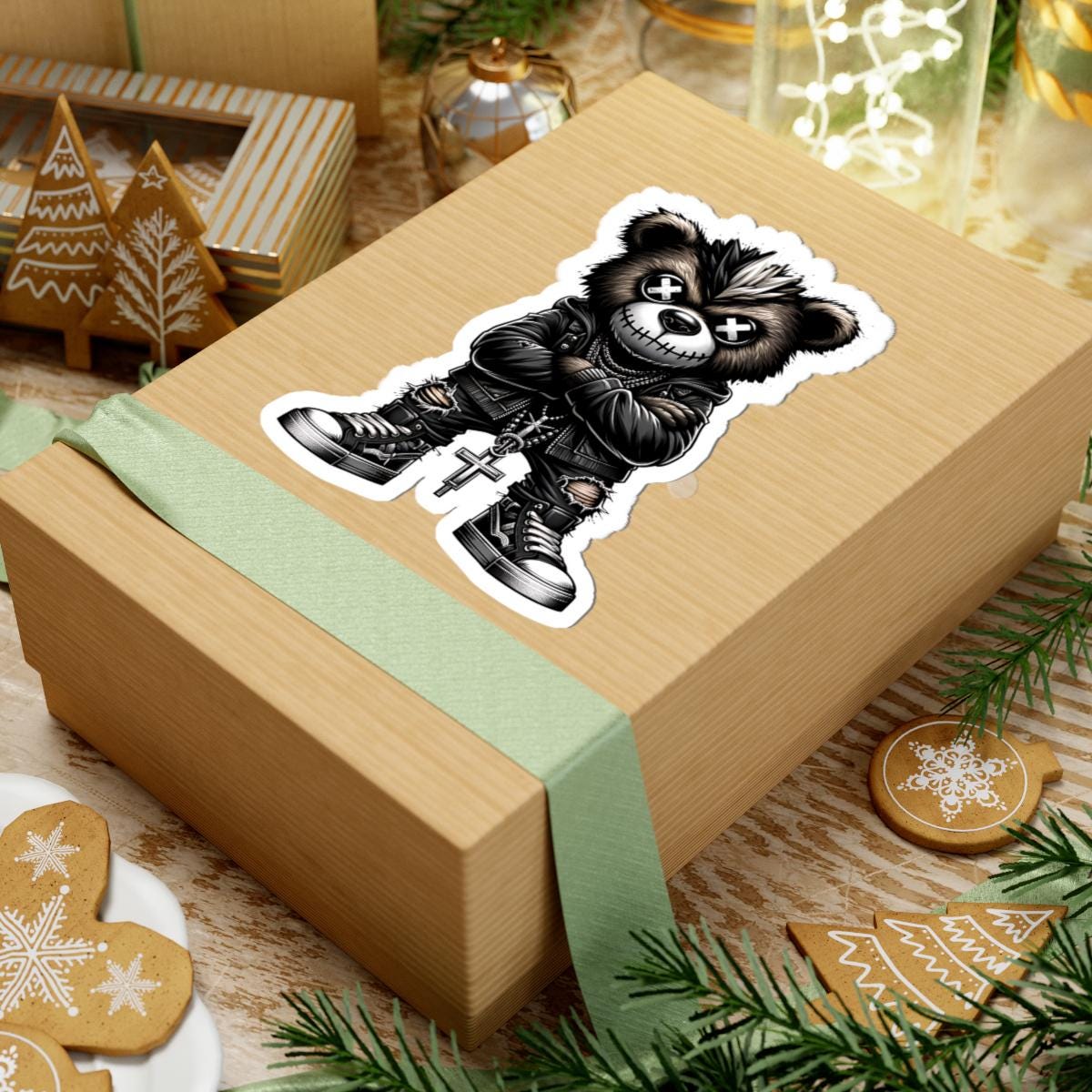 Punk Mohawk Bear Vinyl Sticker: Gothic Gamer Streetwear, Waterproof