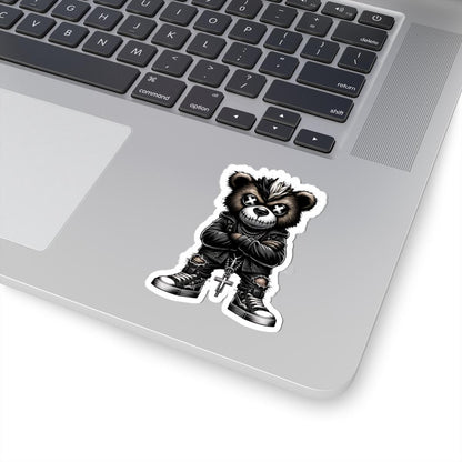 Punk Mohawk Bear Vinyl Sticker: Gothic Gamer Streetwear, Waterproof