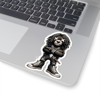 Dreadlock Bear Vinyl Sticker: Urban Streetwear, Gamer Style