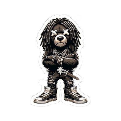 Dreadlock Bear Vinyl Sticker: Urban Streetwear, Gamer Style