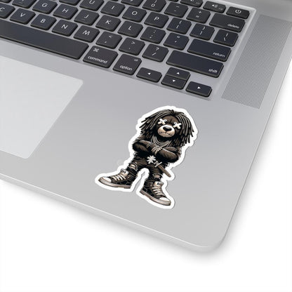 Dreadlock Bear Vinyl Sticker: Urban Streetwear, Gamer Style