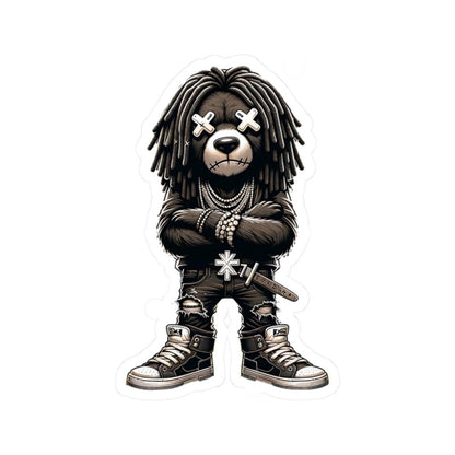 Dreadlock Bear Vinyl Sticker: Urban Streetwear, Gamer Style