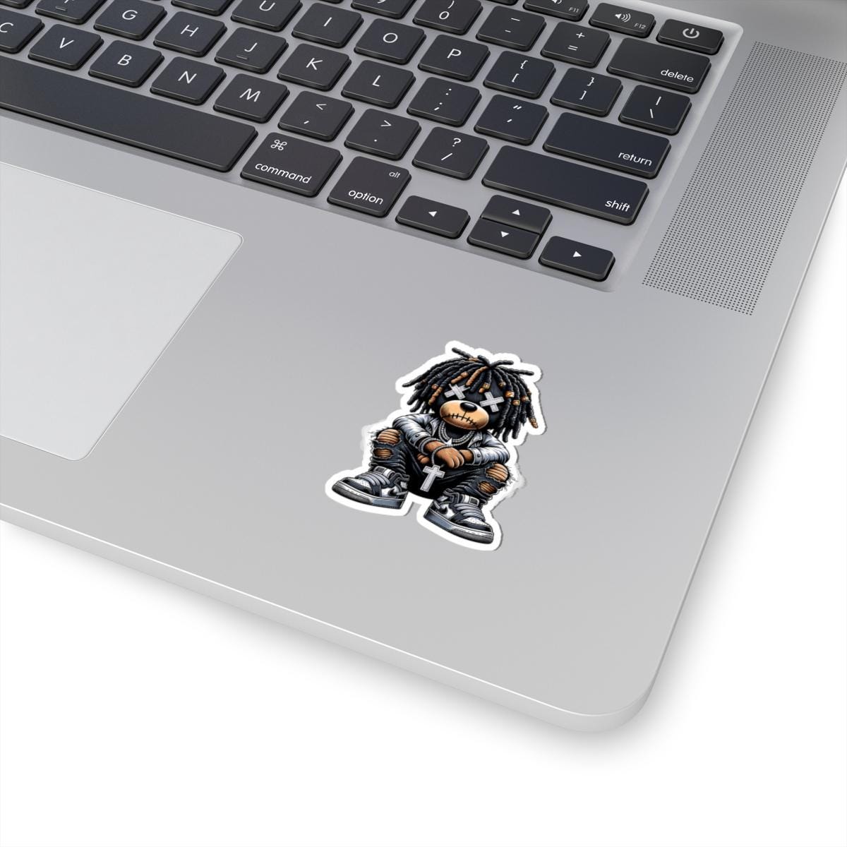 Dreadlock Bear Vinyl Sticker: Urban Gothic Streetwear, Waterproof