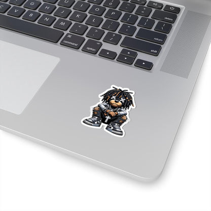 Dreadlock Bear Vinyl Sticker: Urban Gothic Streetwear, Waterproof