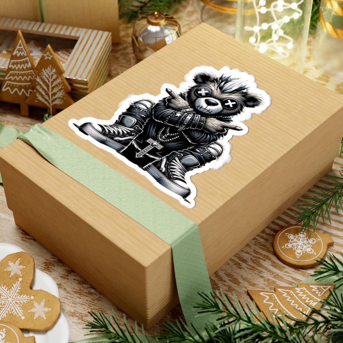 Punk Gothic Bear Vinyl Sticker: Gamer Streetwear, Waterproof Decal