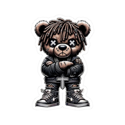 Dreadlock Bear Vinyl Sticker: Gothic Streetwear, Waterproof Laptop Decal
