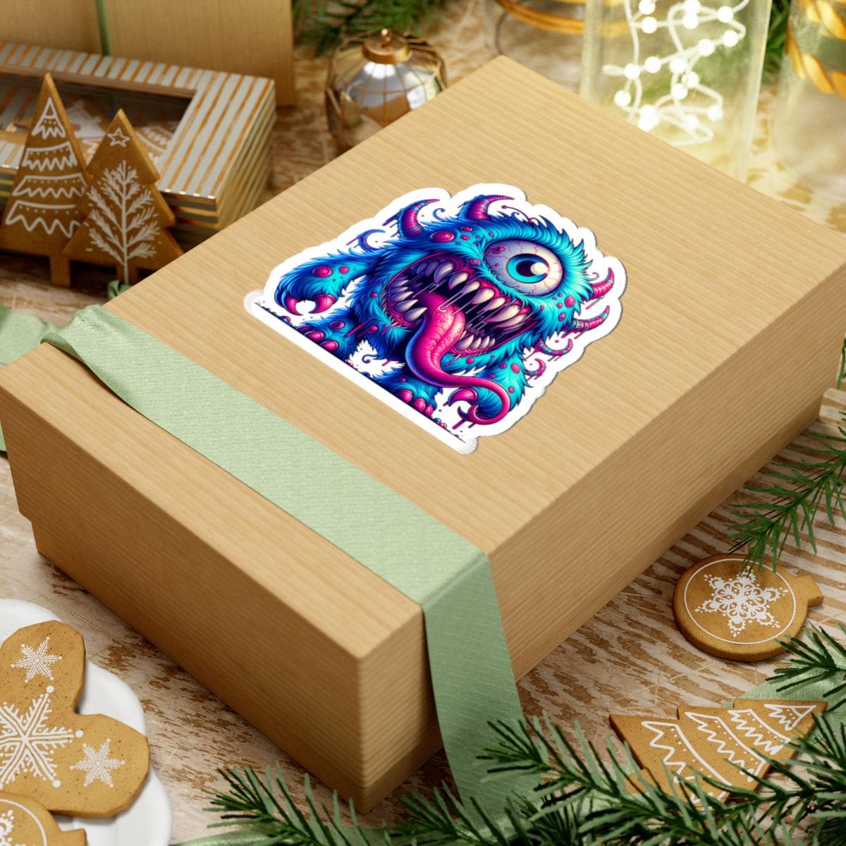 Blue Cyclops Monster Vinyl Sticker: Waterproof Art Decal