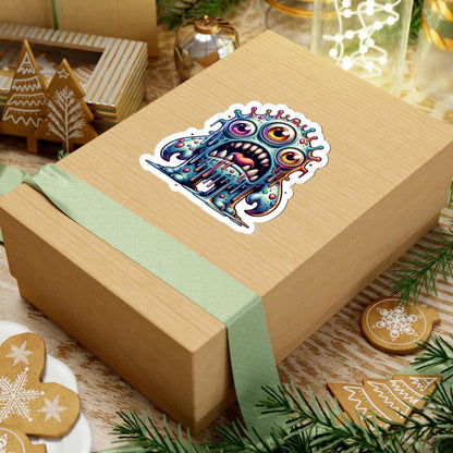 Dripping Three-Eyed Monster Vinyl Sticker: Waterproof Art Decal