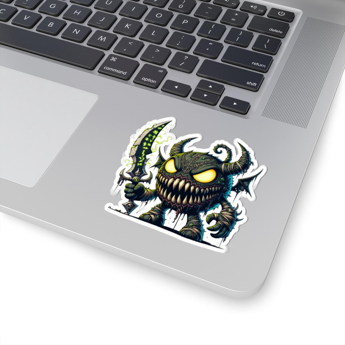 ColorFlow | Stitched Demon Monster Vinyl Sticker | Glowing Sword Art Decal | Unique Collectible | Spooky Fantasy Gift