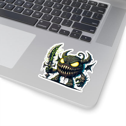 ColorFlow | Stitched Demon Monster Vinyl Sticker | Glowing Sword Art Decal | Unique Collectible | Spooky Fantasy Gift