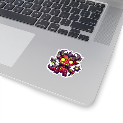 ColorFlow | Neon Red Stitched Demon Monster Vinyl Sticker | Glowing Mace Art Decal | Fantasy Collectible | Unique Gift