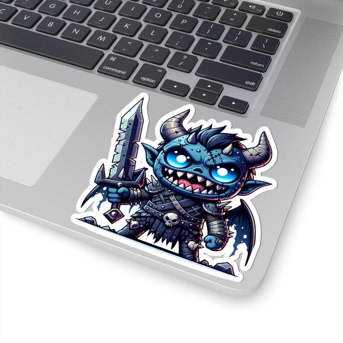 ColorFlow | Blue Armored Demon Warrior Monster Vinyl Sticker | Fantasy Art Decal | Unique Collectible | Cool Gift Idea