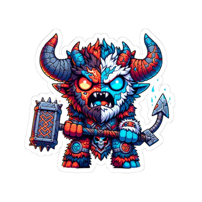 Fire and Ice Beast Vinyl Sticker: Dual Element Fantasy Art Decal