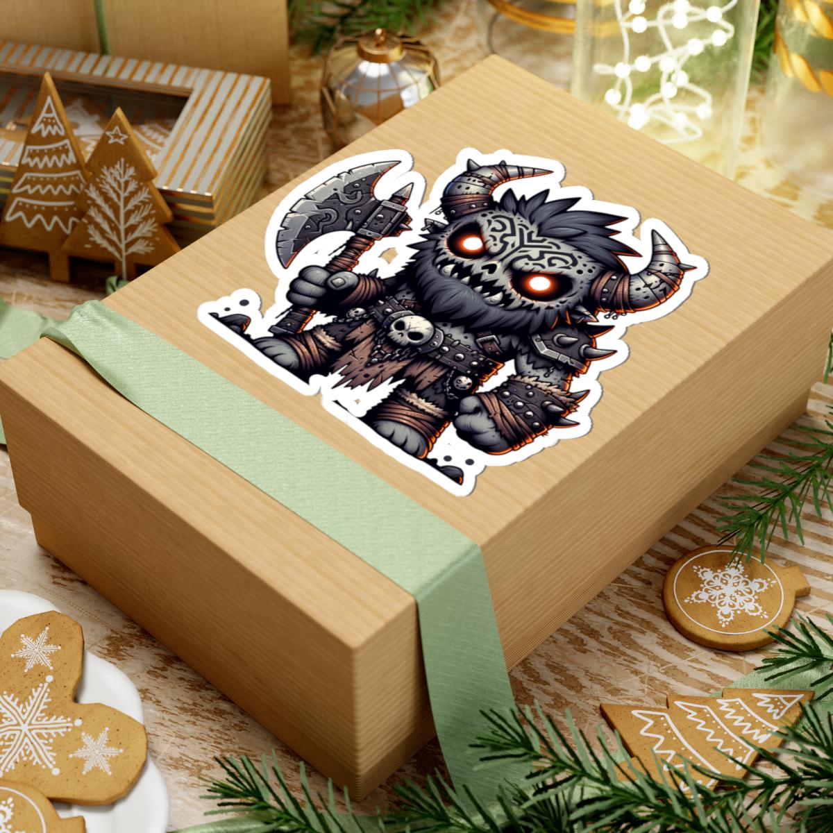 Tribal Skull Barbarian Monster Vinyl Sticker: Fantasy Art Decal