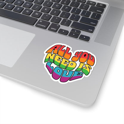 Retro Rainbow All You Need Is Love Sticker - LGBTQ Pride Vinyl Decor