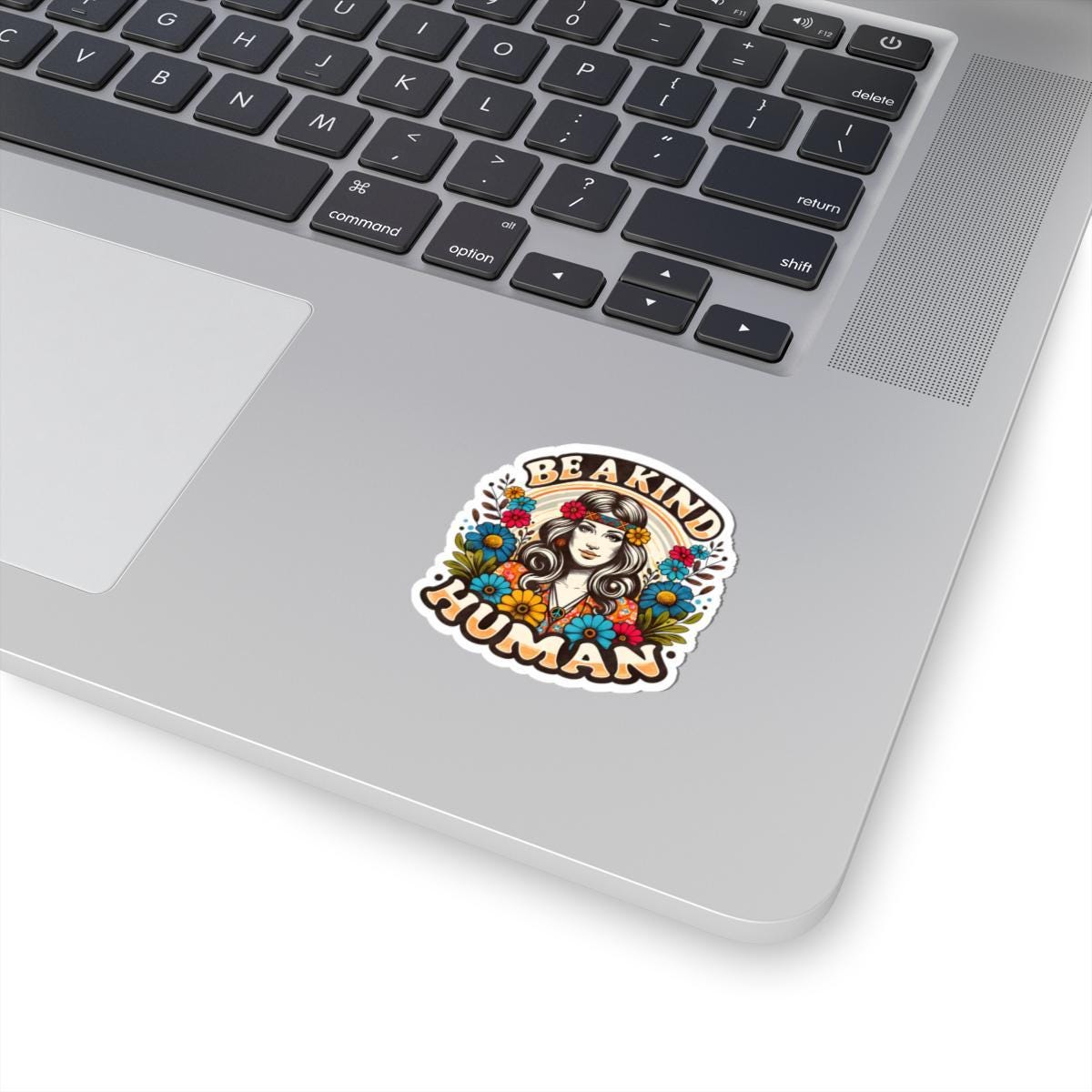Be A Kind Human Sticker: Retro Hippie Flower Power Vinyl Decal