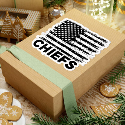 Chiefs Black Distressed Flag Sticker: Waterproof Vinyl Decal