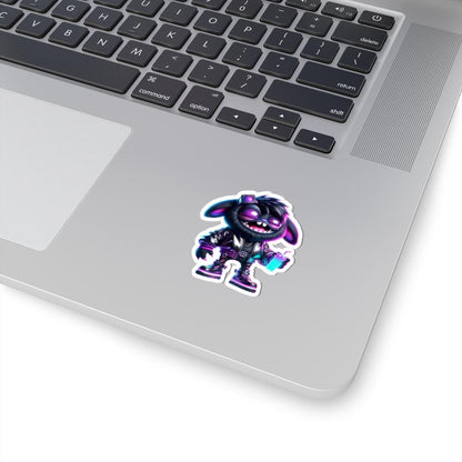 Cyberpunk Bunny Monster Sticker: Neon Glow Vinyl Decal