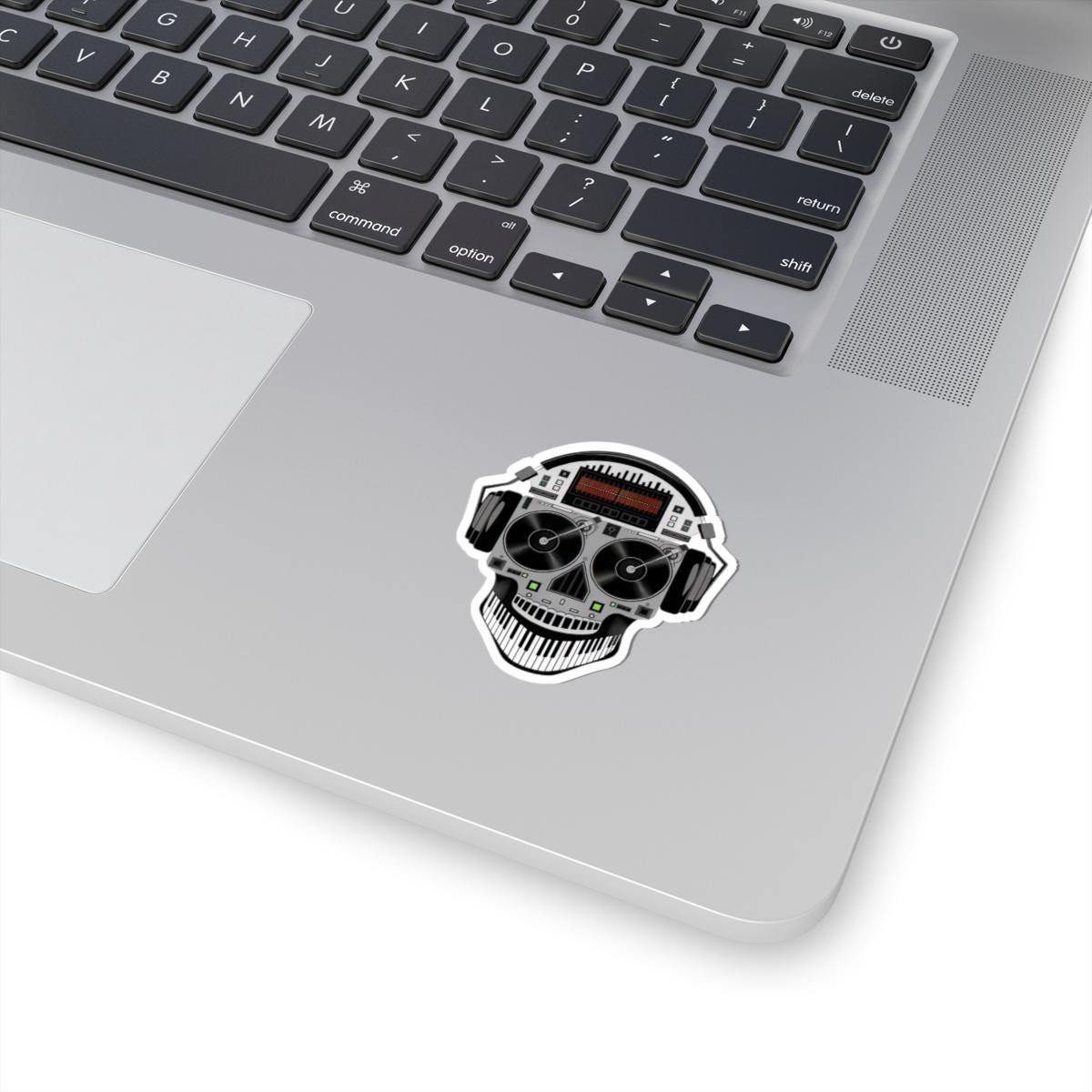 DJ Skull Turntable Sticker: Waterproof Vinyl EDM Music Decal