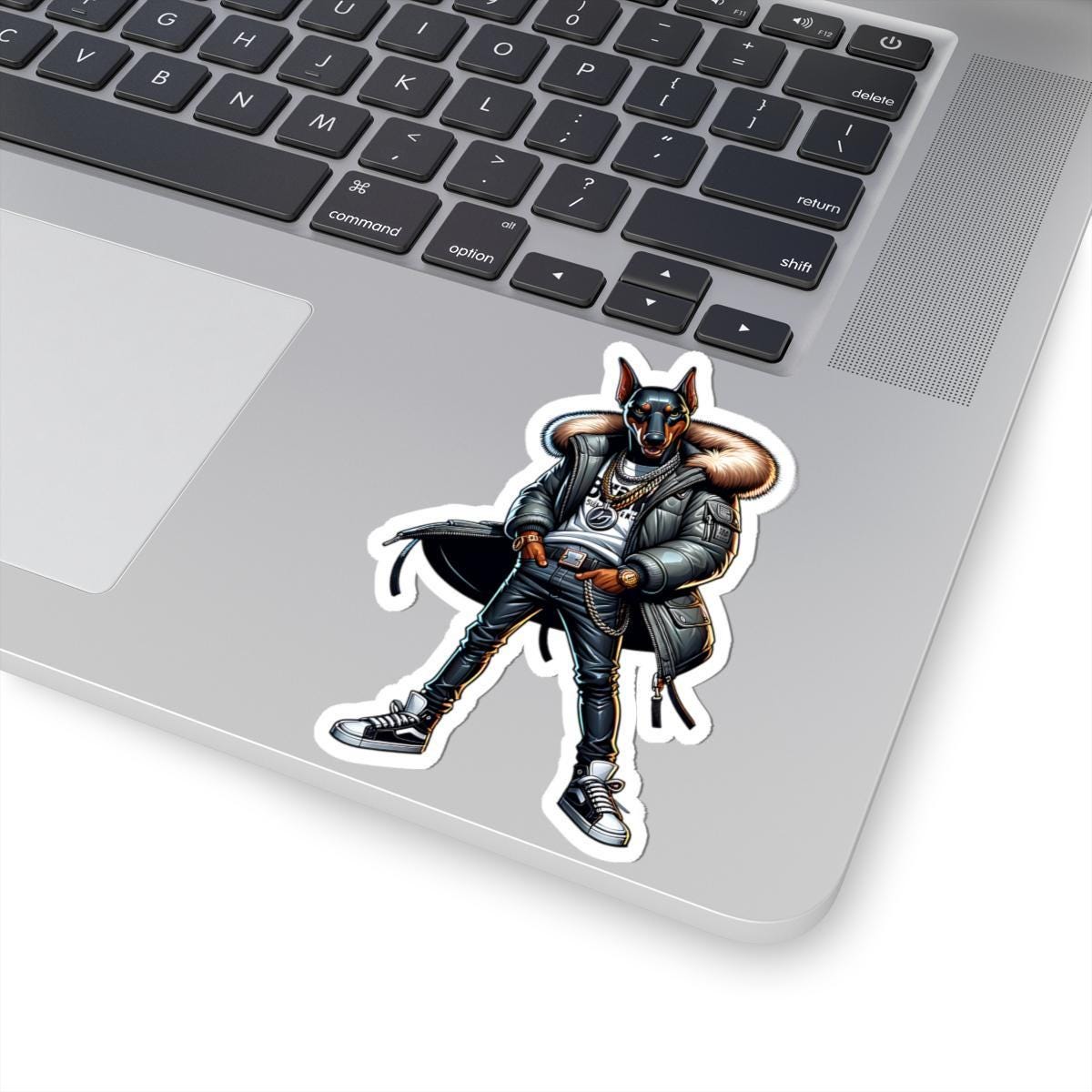 Doberman Streetwear Sticker: Urban Dog Art, Luxury Designer Style