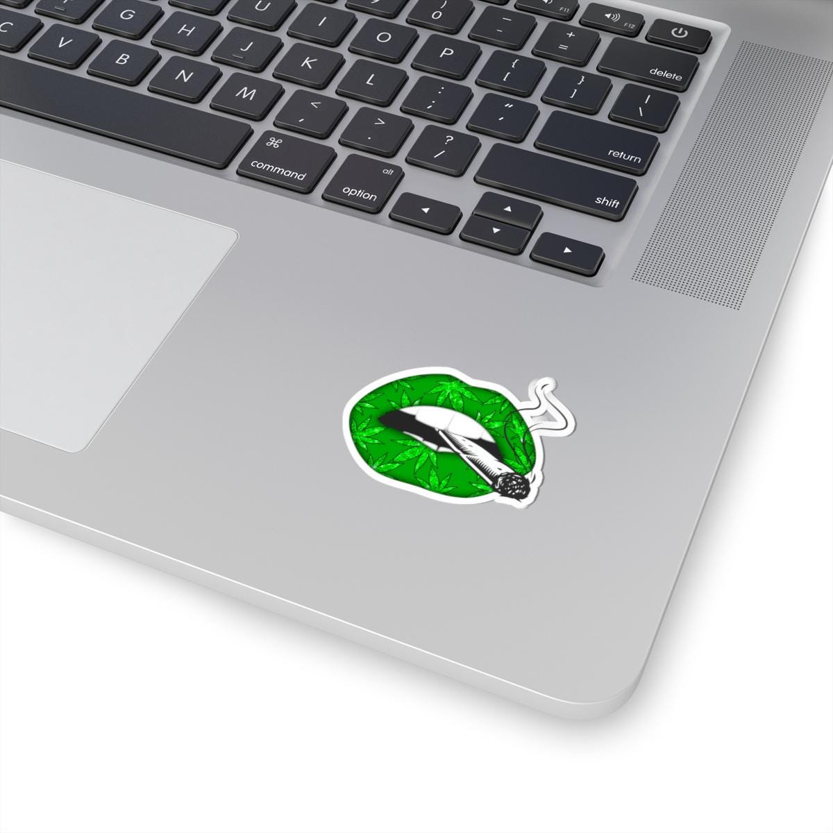 ColorFlow | Green Lips Smoking Joint Sticker Waterproof Weed Kiss Cut Vinyl Cannabis Art Stoner Babe Glossy Pothead Laptop Car Decal