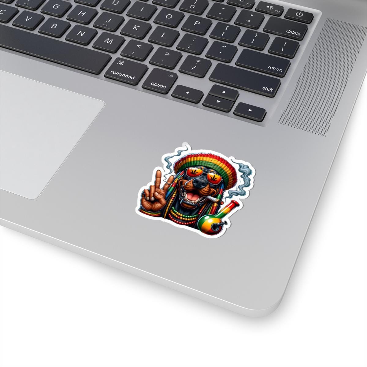 ColorFlow | Rasta Rottweiler Peace Bong Glossy Vinyl Sticker | Kiss Cut or Die Cut | Waterproof Weed Dog Cannabis Reggae