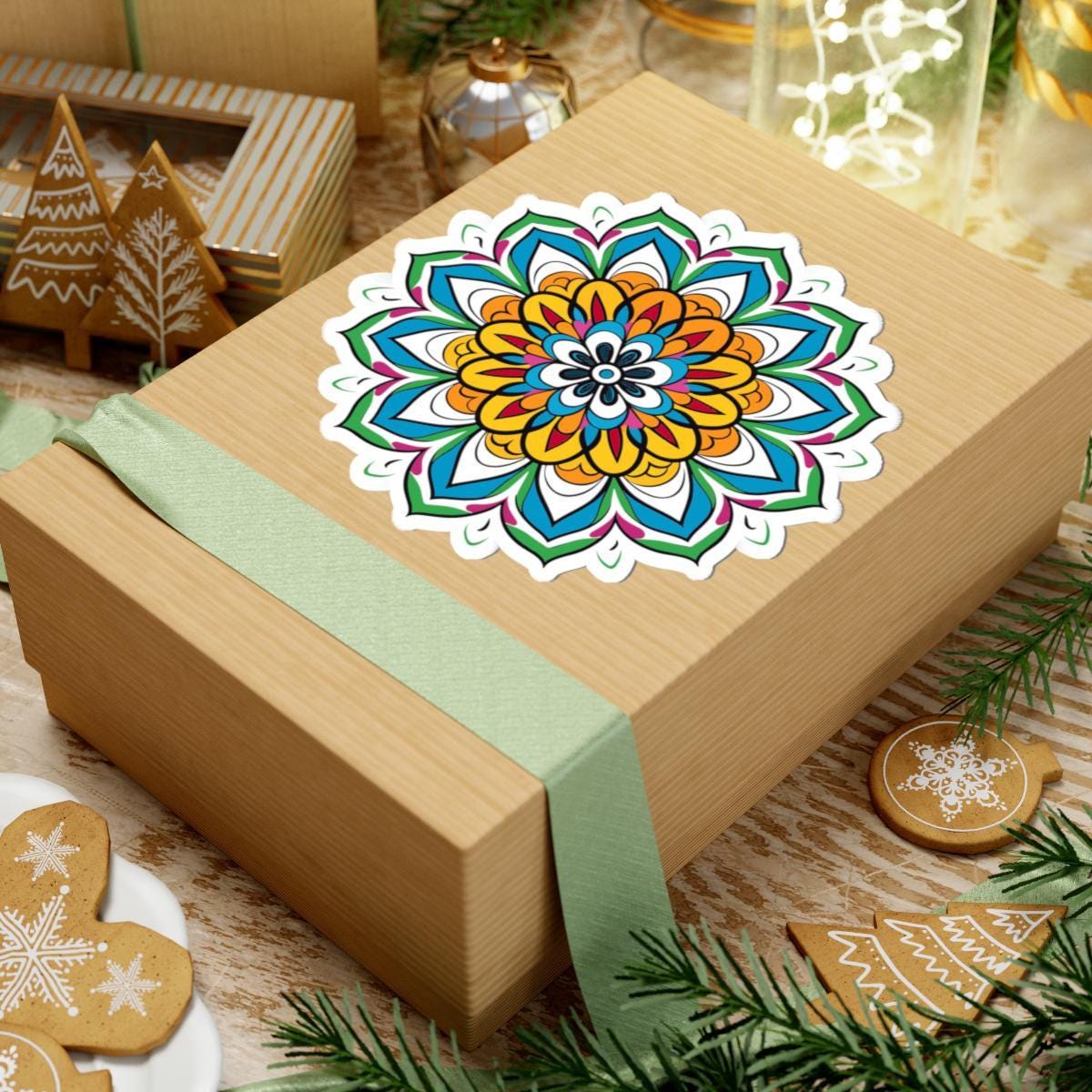 Vibrant Mandala Sticker: Boho Sacred Geometry Art Decal