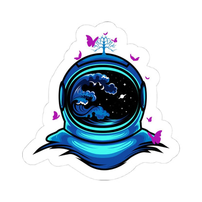 ColorFlow | Astronaut Butterfly Sticker | Space Helmet Ocean Wave Vinyl Decal | Cosmic Nature Astronaut Art | Galaxy Sticker