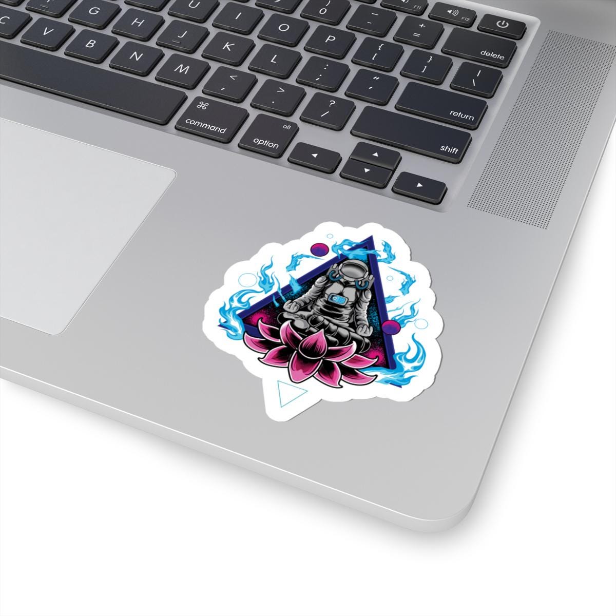 ColorFlow Astronaut Meditation Sticker | Cosmic Zen Lotus Space Art Decal | Mindfulness Galaxy Vinyl Sticker