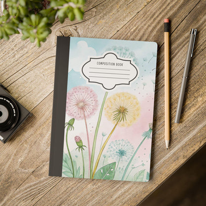 ColorFlow | Pastel Dandelion Composition Notebook College Ruled Journal for Students Professionals Writing Journaling
