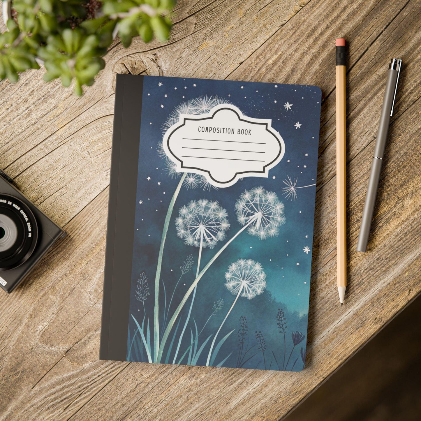 ColorFlow | Midnight Dandelion Composition Notebook College Ruled Journal for Students Professionals and Writers
