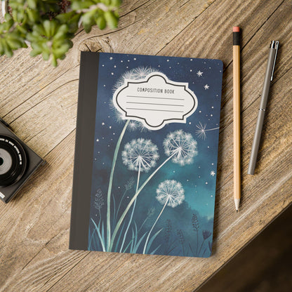 ColorFlow | Midnight Dandelion Composition Notebook College Ruled Journal for Students Professionals and Writers