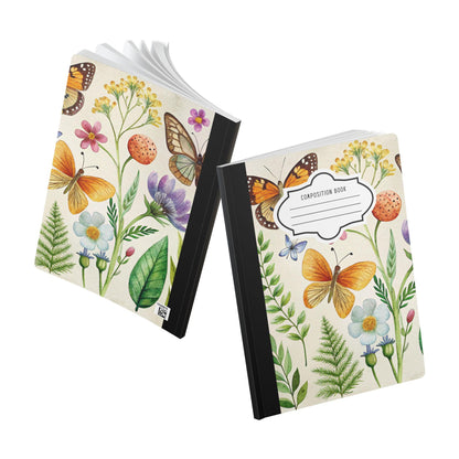 ColorFlow | Golden Garden Butterfly Composition Notebook Floral Aesthetic Journal for Students Writers Office