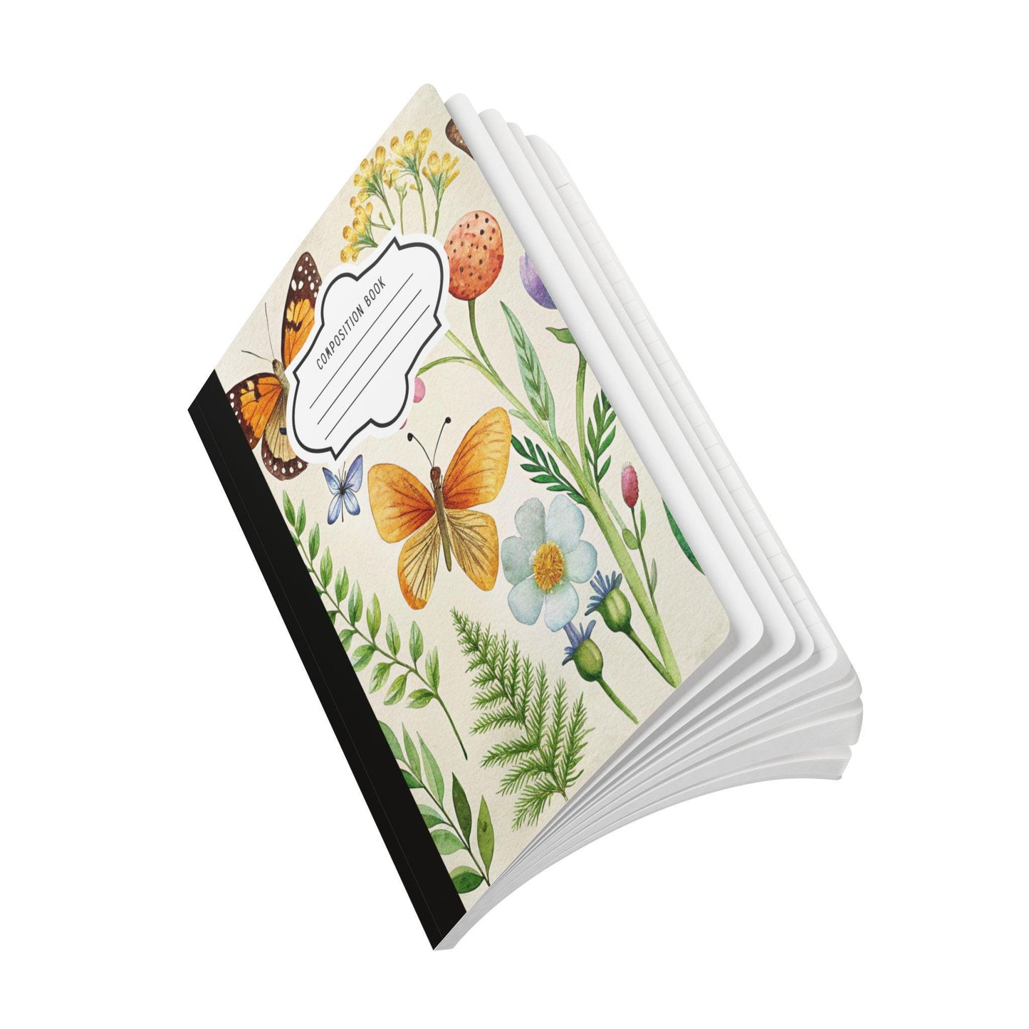 ColorFlow | Golden Garden Butterfly Composition Notebook Floral Aesthetic Journal for Students Writers Office