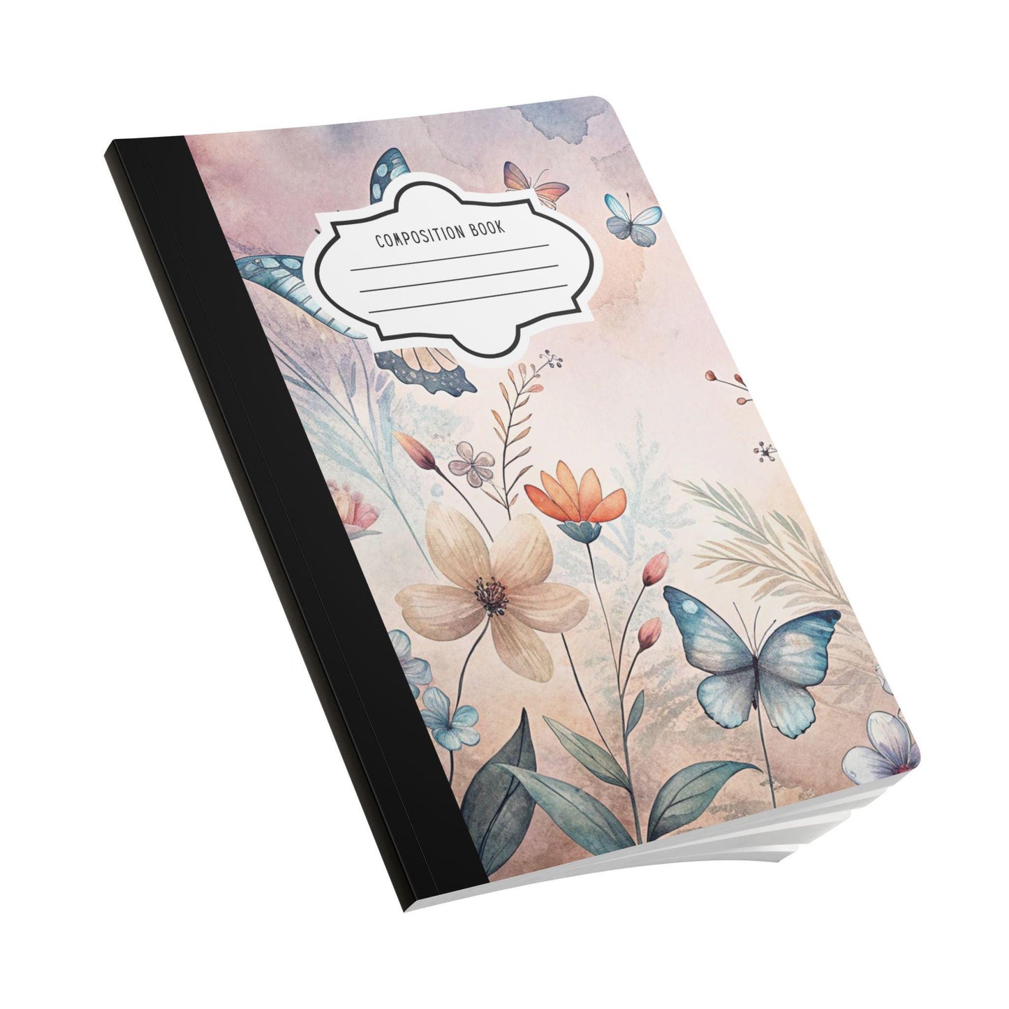 Butterfly Floral Composition Notebook: Pastel Sky Garden Journal