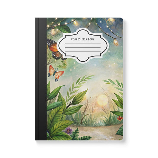 Butterfly Garden Notebook: Floral Artwork, College Ruled