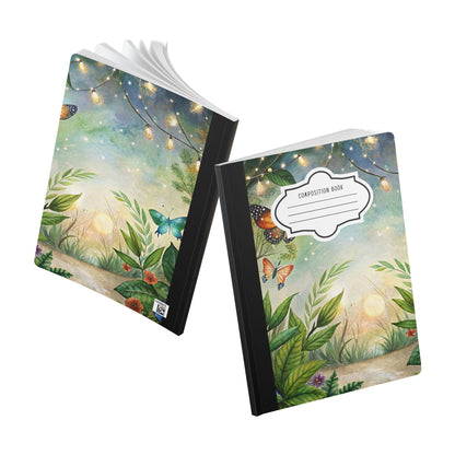 Butterfly Garden Notebook: Floral Artwork, College Ruled