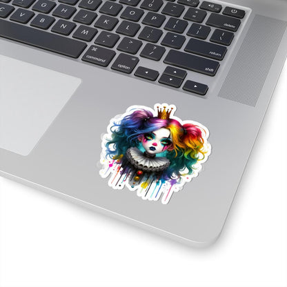ColorFlow | Rainbow Goth Clown Princess Sticker | Creepy Cute Circuscore Vinyl Decal | Spooky Aesthetic Laptop Art
