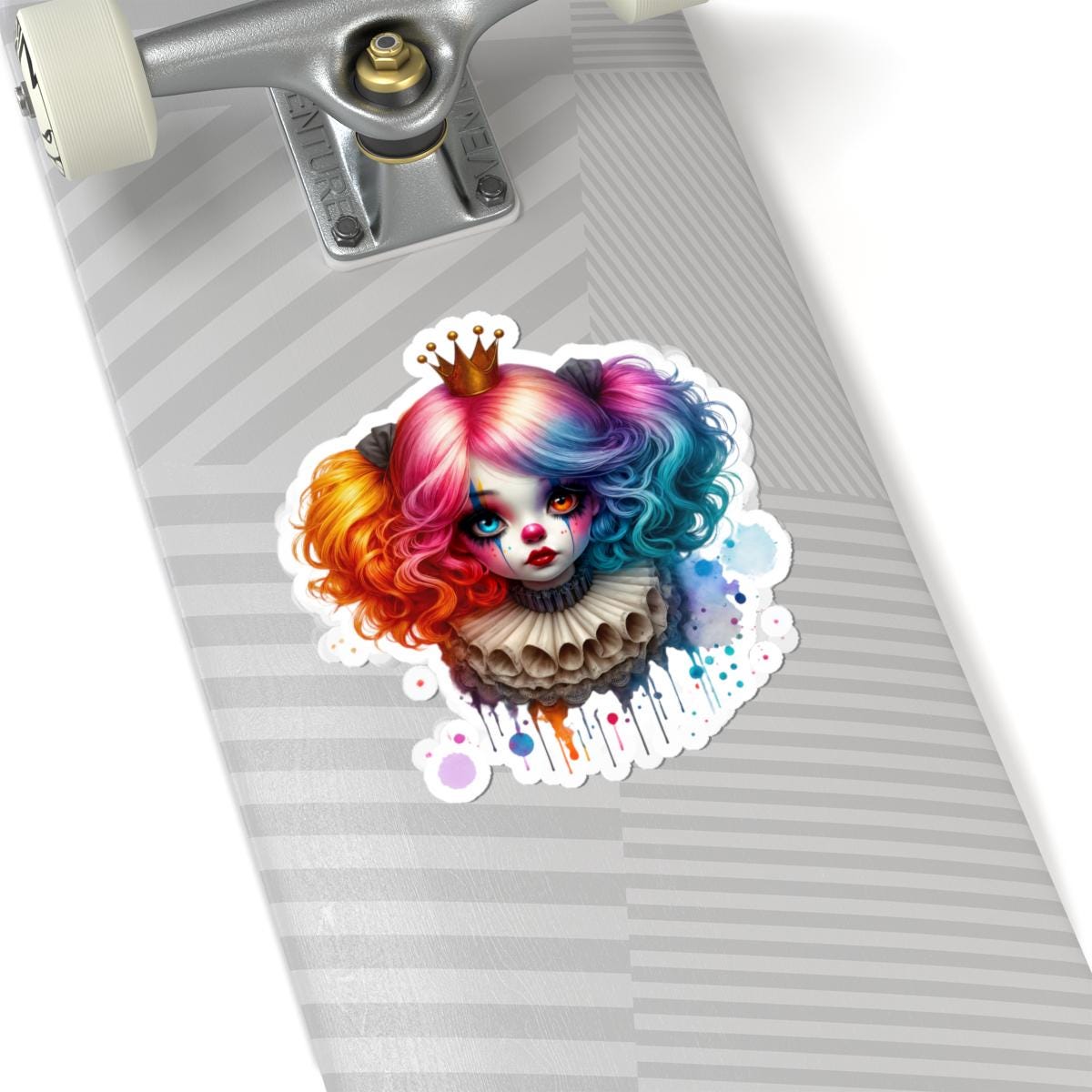 ColorFlow | Rainbow Clown Princess Sticker | Creepy Cute Circuscore Vinyl Decal | Gothic Kawaii Laptop Art