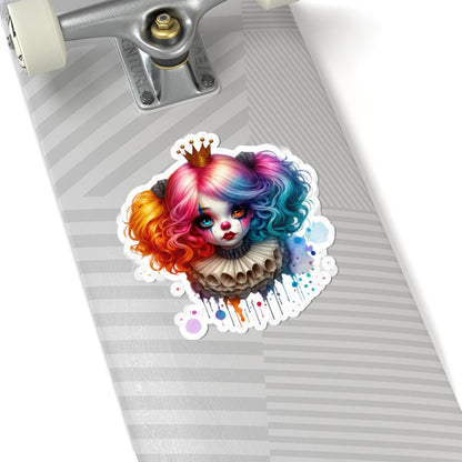 ColorFlow | Rainbow Clown Princess Sticker | Creepy Cute Circuscore Vinyl Decal | Gothic Kawaii Laptop Art