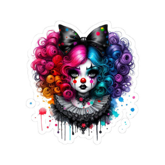 ColorFlow | Rainbow Sad Clowncore Sticker | Creepy Cute Vinyl Decal | Circuscore Alt Girl Aesthetic