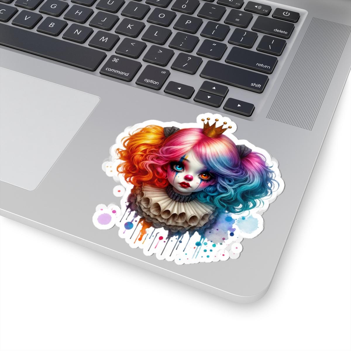 ColorFlow | Rainbow Clown Princess Sticker | Creepy Cute Circuscore Vinyl Decal | Gothic Kawaii Laptop Art