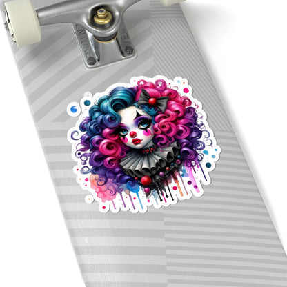Gothic Carnival Babe Sticker | Neon Curls Clowncore Art