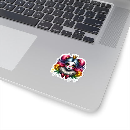Rainbow Clowncore Sticker: Pastel Goth Doll with Crown