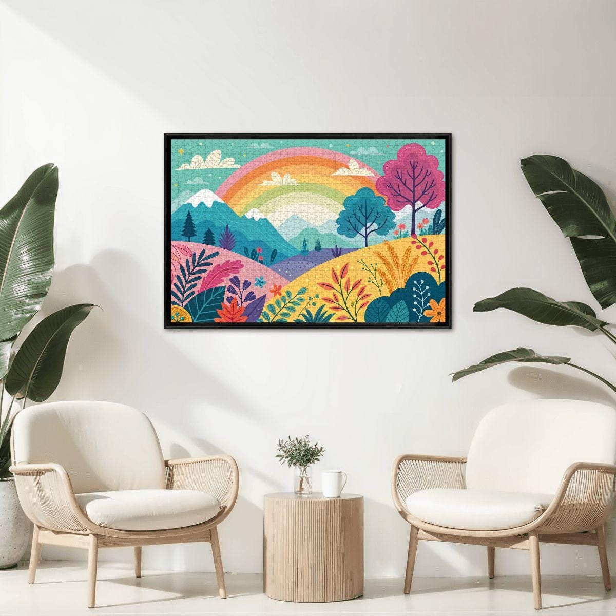 ColorFlow | Wooden Jigsaw Puzzle | Rainbow Mountain Landscape Art Wood Puzzle for Adults and Kids | Relaxing  Gift